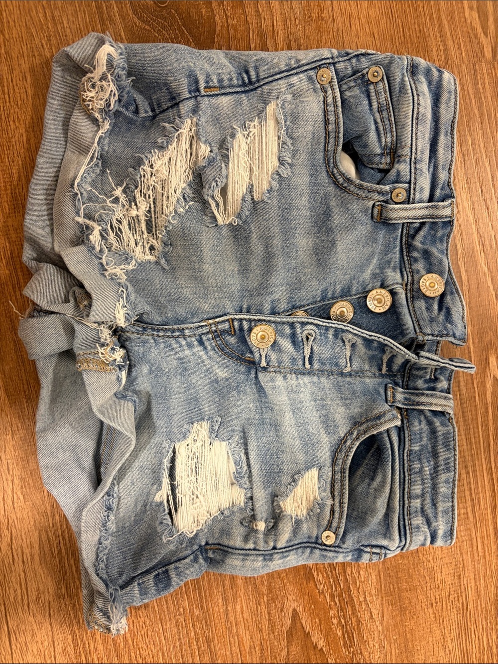 American Eagle Outfitters Light Blue Distressed Denim Shorts